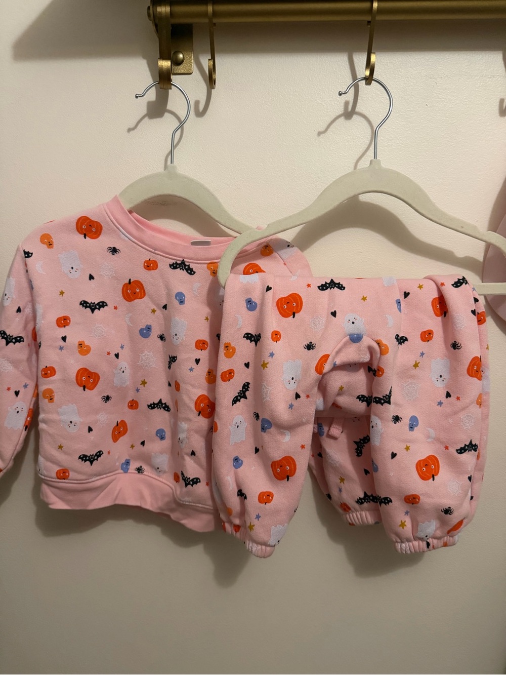 Old Navy Pink Halloween Pumpkin & Ghost Pajama Set
